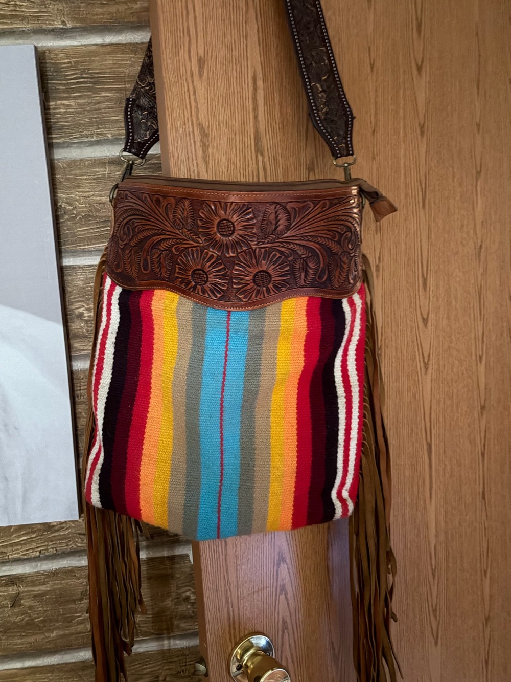 American Darling Cross Body Hand Tooled Saddle Blanket Purse